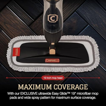 CAMPANELLI Pro Series Spray Mops for Floor Cleaning - Long-Lasting Durable Microfiber Mop with 2 Easy Glide Pads & Solution Tank for Hardwood Laminate, Tile and Vinyl Floors | 19" Wide