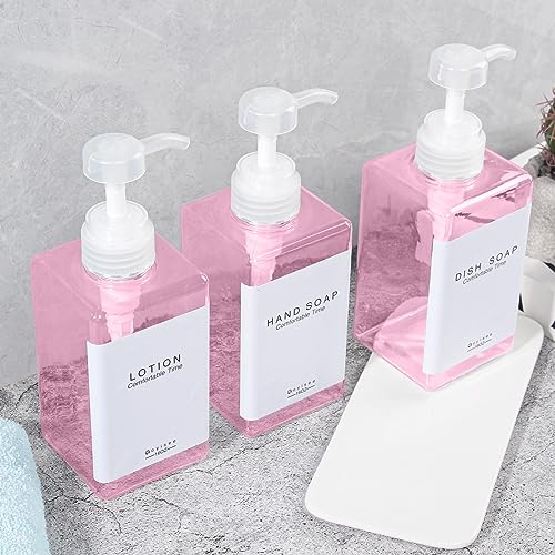 Refillable Shampoo and Conditioner Bottles for Shower Wall,Shampoo and Conditioner Dispenser with Pump No Drill (3 Bottles-Pink) - color: 3 Bottles-pink