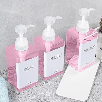 Refillable Shampoo and Conditioner Bottles for Shower Wall,Shampoo and Conditioner Dispenser with Pump No Drill (3 Bottles-Pink) - color: 3 Bottles-pink
