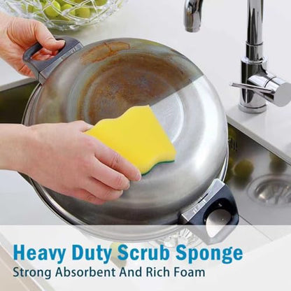 AIDEA Sponges Kitchen, 50 Pack Heavy Duty Dish Sponge, Cleaning Dish Scrubber Sponge for Home and Kitchen, Stink-Free Cleaning Supplies for Pots, Pans - style: Wave Shape
