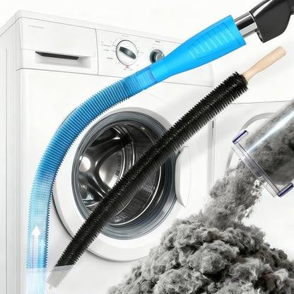 Dryer Vent Cleaner Kit - Universal Vacuum Hose Attachment & Lint Brush, Effectively Clean Clogged Dryer Ducts, Fit Most Vacuums for Dryer, Refrigerator Coils & Behind Appliances (Blue) - color: Blue