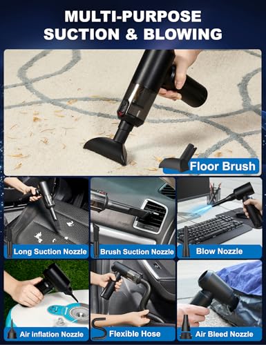 Vacuum Cleaner for Car 78000RPM Handheld Car Vacuum Cordless High Power 4-in-1 Air Blower & Pump, Removable 6000mAh Battery Works as a 35W Power Bank, Vacuum Air Duster for Home Camping Office