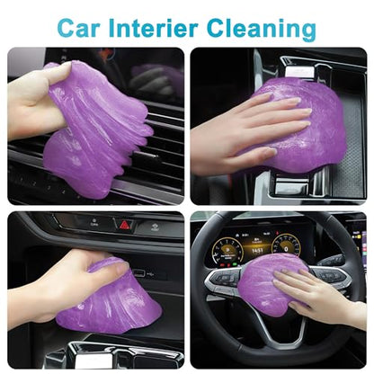 FiveJoy Car Cleaning Gel Kit - Universal Car Detailing Putty for Car Interior - Reusable Clean Goop Cleaner Supplies Auto Slime for Home, Office, Keyboard, Computer (Purple, 3Pack (16.8oz))