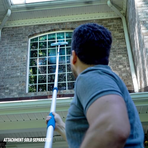 Unger Professional Connect & Clean 6 - 18 Foot Telescoping Extension Multi-Purpose Pole with Quick-Flip Clamp, Window Cleaning, Dusting, Silver - size: 6 - 18 Foot