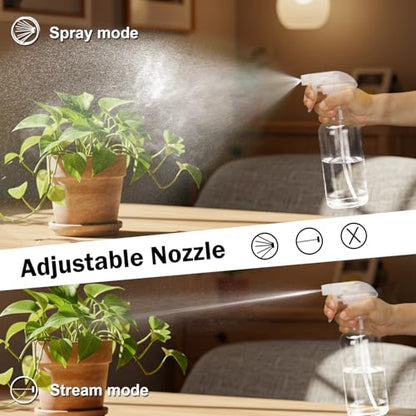 Glass Spray Bottles 16.9oz Empty Spray Bottle Mist/Stream Spraying Small Refillable Containers for Hair Care, Cleaning Solutions, Plants, Essential Oils 2 Pack (Clear, 16.9oz) - color: Clear, size: 16.9oz