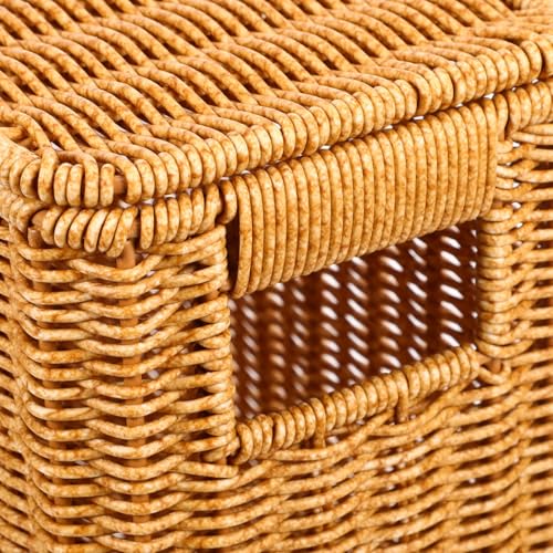 UPKOCH Woven Basket with Lid and Handle Narrow Tall Storage Box 15 Inch Decorative Organizer for Magazines Toys and Household Sundries Portable and Lightweight