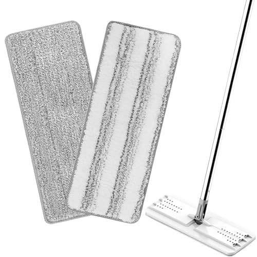 Mop Replacement Pads Compatible with JOYMOOP Flat Mop or Mop Bucket Set - Microfiber Flat Mop Pads for All 13" X 4.9" Squeeze Flat Floor Mop - Washable Mop Head Replacement (1+1 Pack) - color: 2 Pack