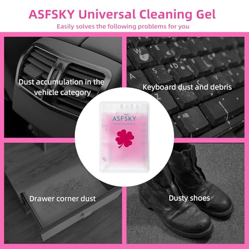 ASFSKY Reusable Cleaning Gel for Car Interior, Keyboard & Home – 5 Pack (90g Each), Sticky Dust & Crumb Remover, No Water Needed, Long-Lasting Dry Cleaner (Rose Red) - color: Rose red 5 pack