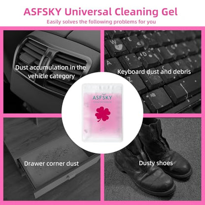 ASFSKY Reusable Cleaning Gel for Car Interior, Keyboard & Home – 5 Pack (90g Each), Sticky Dust & Crumb Remover, No Water Needed, Long-Lasting Dry Cleaner (Rose Red) - color: Rose red 5 pack