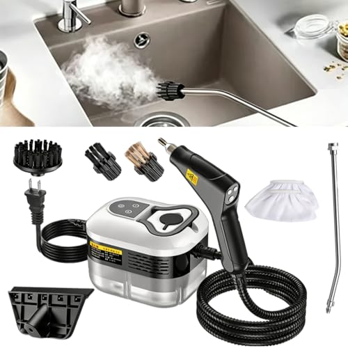 2026 Portable Handheld Steam Cleaner, 2500W High Pressure Steam Cleaner, 229°F High Temperature Pressurized Steam Cleaner with Brushes for Home, Tile, Grout, Car, Kitchen, Furniture Cleaning (White) - color: White