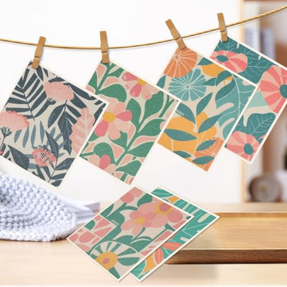 6 Pack Swedish Dishcloths for Kitchen, Reusable Soft Kitchen Towels Dish Cloths Set Absorbent Sponge Cleaning Washable Quick Drying Bar Hand Washing, Flower - color: Flower