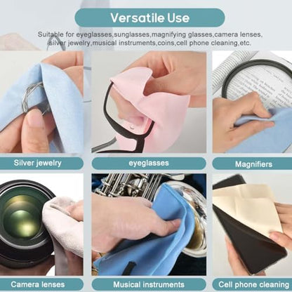 CONLI 12 Pack 20x20cm/8”x8” Large Microfiber Cleaning Cloth for Eyeglasses Luxury Suede Glass Cleaning Cloth Glasses Cleaner for Eye Glass Lens Cleaning Gentle and Lint-Free - color: 12pack-20x20cm