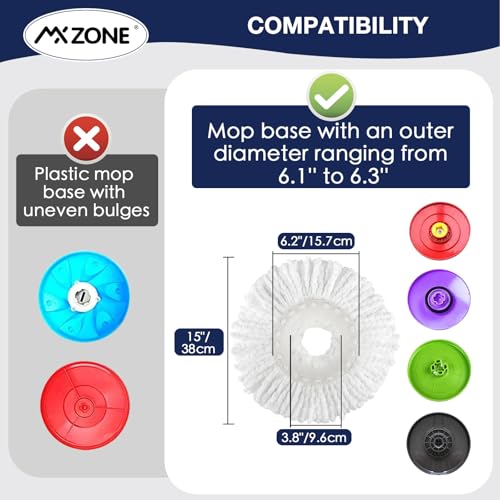 Spin Mop Replacement Head 5 Pack Magic Mop Refill for Hurricane 360° Systems, Microfiber Spin Mop Head, Round Shape Standard Universal Size - size: 5 Count (Pack of 1)