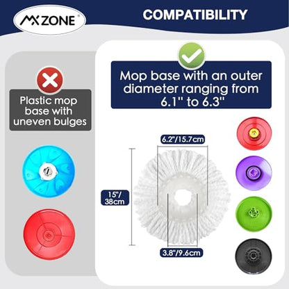 Spin Mop Replacement Head 5 Pack Magic Mop Refill for Hurricane 360° Systems, Microfiber Spin Mop Head, Round Shape Standard Universal Size - size: 5 Count (Pack of 1)