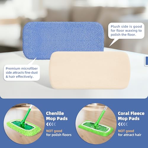 3 Pack Reusable Double-Sided Mopping Pads Compatible with Swiffer Sweeper Mop, Washable Wet & Dry Mopping Sweeping Cloth for Multi-Surface Cleaning, Dual-Sided Pad Refills (Not Include MOP) - color: Dual-sided Blue, size: 3 Pack