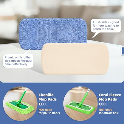 3 Pack Reusable Double-Sided Mopping Pads Compatible with Swiffer Sweeper Mop, Washable Wet & Dry Mopping Sweeping Cloth for Multi-Surface Cleaning, Dual-Sided Pad Refills (Not Include MOP) - color: Dual-sided Blue, size: 3 Pack