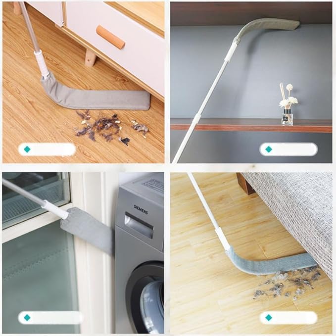 Retractable Gap Dust Cleaning Artifact, Flat Duster, Retractable Microfiber Dust Brush Gap Mop for Cleaning (1 mop +2 Cloth) - color: 1 Mop +2 Cloth
