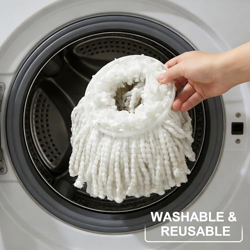JOYMOOP Spin Mop and Bucket with Wash and Wringer Set, 360° Mop Head & Telescopic Handle, 6 Reusable Microfiber Pads, Wet and Dry Use, Hands-Free Cleaning for Hardwood, Tile, Laminate Floors & Walls - size: Bucket # SUPER 8 + 6 Mop Pads
