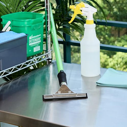 Restaurantware-Clean Tek Professional 5.91 Inch Window Squeegee, 1 Cleaning Squeegee with Rubber Blade - No-Slip Handle, Clean Mirror Or Car Windshield, Stainless Steel Wiper for Glass Door - size: 6", style: Stainless Steel, with Black Rubber Grip