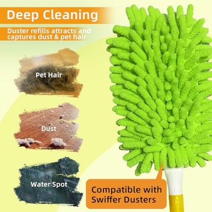 Reusable Duster Refill Compatible with Swiffer Hand Duster - 360 Heavy Duty Dusters Refills - Microfiber Ceiling Fan Duster for Swiffer Dusters Extended Handle, 6 Pack(Handle is Not Included) - color: 6 Pack(multicolor)