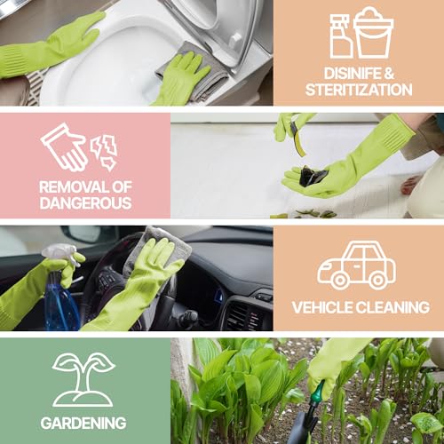 DABOGOSA Reusable Waterproof Household Dishwashing Cleaning Rubber Gloves, Non-Slip Kitchen Glove (Green, Large (Pack of 3)) - color: Green, size: Large (Pack of 3)