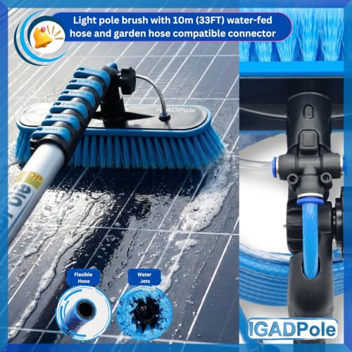 IGADPole 24 FT Water-Fed Washing Kit with Soap-Dispenser, Brush, 10″ Squeegee & Cobweb Duster for Windows, Gutters, Solar Panels & Exterior Walls - size: 24 ft Pole