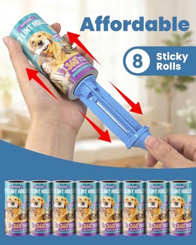 POPCHOSE Lint Rollers for Pet Hair Extra Sticky, 720 Sheet Extra Sticky Lint Rollers for Pet Hair, 8 Sticky Rolls,Dog Cat Hair Remover for Clothes,Furniture,Couch,Lint Roller for Clothes - size: 720 Sheets Refills