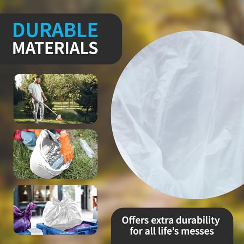 Large Garbage Bag - 55-60 Gallon Capacity, Heavy Duty, High Density, Tear Resistant, Unscented, Extra Strength for Commercial, Industrial, Office, House, Lawn, Events, Bulk Qty 150 Bags - style: 55-60 Gal, 17 Micron Equiv, 150 Count, Clear