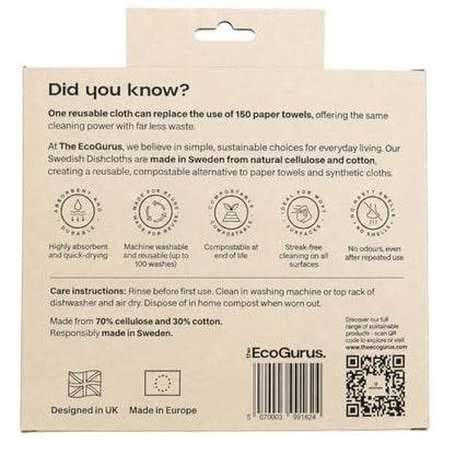 10 Pack Odour-Resistant Reusable Cleaning Cloths | Original Swedish Dishcloth | Made in Sweden | Suitable for All Surfaces | Biodegradable Cellulose Sponge | Kitchen & Bathroom | Blue - color: Blue