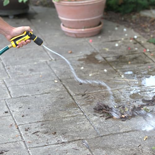 Melnor 65119-AMZ 2-Pattern Vortex Garden Hose Sprayer Nozzle, QuickConnect Product Adapter, Black, Yellow, Slip Resistant Water Hose Nozzle for Car Washing, Patio, Pet - style: 2-Pattern