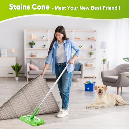 Reusable Mop Pads Fit Swiffer Sweeper, 4-Pack Microfiber Mop Replacement Pads, Washable Wet Mopping Cloths & Dry Sweeping Chenille Pads Refill for Floor Cleaning - color: Green-4 Pack