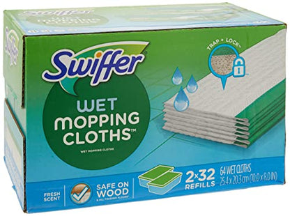Swiffer Sweeper Wet Mopping Cloths Refills Open Window Fresh 32 Count Pack of 2 - size: 64 Count (Pack of 1)