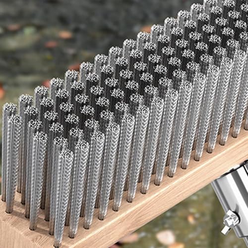 Generic Stainless Steel Wire Scrub Brush Deck Floor Brush Remover Floor Cleaning Tool with Long Handle for Rough Surface Patio, 40cm - size: 40cm