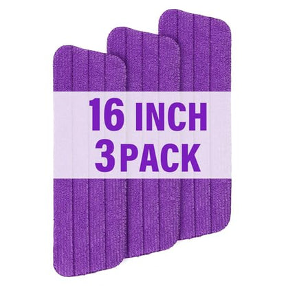 16.5" Microfiber Mop Pads Refills, 3 Pack Reusable Replacement Heads | reusable wet mop refills, machine washable for 14-16 inch spray mops, hardwood floors, dust cleaning & scrubbing - color: 16"purple*3