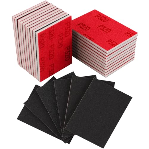 24 Pcs 3 x 4 Inch Sanding Sponge Set, 320 Grit Abrasive Sanding Pads Soft Foam Hand Sander Block Wet Dry Sandpaper for Wood Metal Drywall Furniture Paint Polishing - size: 24pcs 320 Grit, style: Aluminum