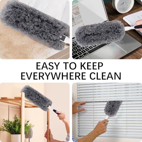 Reusable Microfiber Duster Refills Compatible with OXO & MR.SIGA Duster - Washable Duster for Household Cleaning Dusting Furniture Blind Ceiling Fan - 3Pack Grey(Handle NOT Included - color: Grey 3 Pack