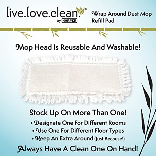 Harper Live.Love.Clean. Bamboo 2-in-1 Smooth Surface Wet/Dry Dust Mop with (2) Washable Wraparound Pads for Cleaning Dust, Pet Hair & Fine Dry Dirt - style: Bamboo Household Wet/Dry Mop