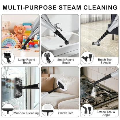 Steam Mop, 11-in-1 Powerful Handheld Steam Cleaner with 11.8 OZ Removable Tank, Detachable Steam Mops for Floor Cleaning with 23FT Power Cord, MultiPurpose Steamer for Hardwood Tile Carpets Furniture