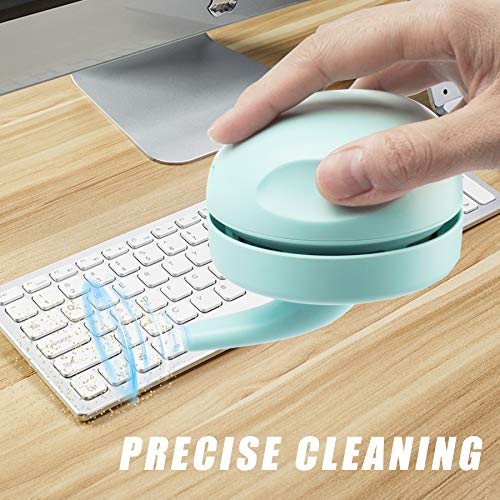 Desktop Vacuum Cleaner USB Charging with Vacuum Nozzle Cleaning Brush, Detachable Design & Portable Mini Table Dust Vaccum Cleaner, Clean Dust, Crumbs, Piano, Computer, Car Etc(Light Green) - color: Green