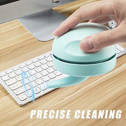 Desktop Vacuum Cleaner USB Charging with Vacuum Nozzle Cleaning Brush, Detachable Design & Portable Mini Table Dust Vaccum Cleaner, Clean Dust, Crumbs, Piano, Computer, Car Etc(Light Green) - color: Green
