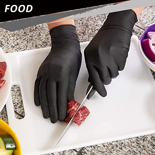 PROMEDIX P Nitrile Disposable Gloves,4mil-100 Count,Gloves Disposable Latex Free,Powder Free for Cooking,Household,Food safe - size: Large, style: Black of 100