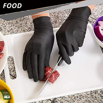 PROMEDIX P Nitrile Disposable Gloves,4mil-100 Count,Gloves Disposable Latex Free,Powder Free for Cooking,Household,Food safe - size: Large, style: Black of 400