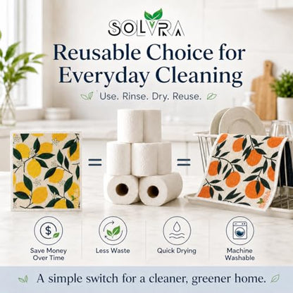 10 PCS Fruits Print Swedish Dishcloths for Kitchen 100% Biodegradable, Reusable Cellulose Sponge Cloths Ultra Absorbent, Eco Friendly Cleaning Towels Dishcloths for Washing Dishes & General Cleaning - color: 10 Pcs-fruits Print