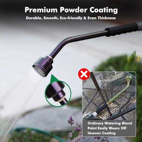 RESTMO Heavy Duty Full Metal Long Watering Wand, 24 Inches Gentle Soft Full Shower Sprayer Wand with Flow Control, Hose Wand for Hanging Baskets, Shrubs, Plants, Flowers, Garden and Lawn, Purple - color: Purple