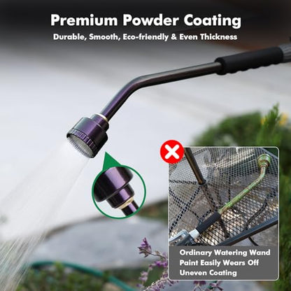 RESTMO Heavy Duty Full Metal Long Watering Wand, 24 Inches Gentle Soft Full Shower Sprayer Wand with Flow Control, Hose Wand for Hanging Baskets, Shrubs, Plants, Flowers, Garden and Lawn, Purple - color: Purple