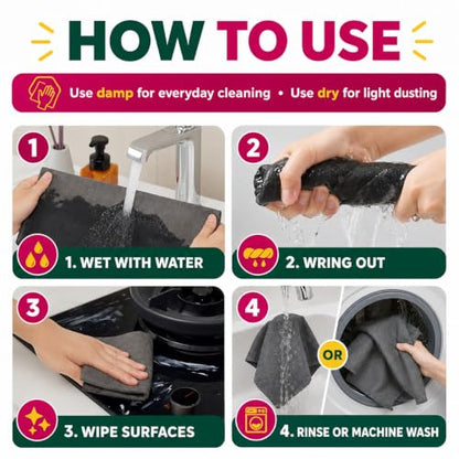 6PACK GenieCloth Magic Cloth 6-Pack XXL Microfiber Cleaning Cloths | 16x12 Inch Size, Streak & Lint-Free, Cleans with Water Only, Machine Washable, Glass, Steel & More