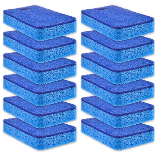 METUUTER 12-Count Scrub Sponges Kitchen Sponge Heavy Duty, Cellulose Sponges with Scouring Pads Dual-Sided for Kitchen and Household Use (Square-Blue) - color: Square-blue