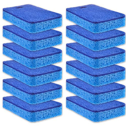 METUUTER 12-Count Scrub Sponges Kitchen Sponge Heavy Duty, Cellulose Sponges with Scouring Pads Dual-Sided for Kitchen and Household Use (Square-Blue) - color: Square-blue