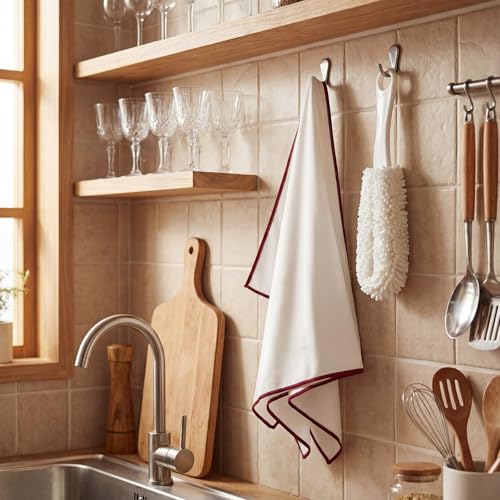 3 Pcs Wine Glass Cleaner Set Large Microfiber Polishing Cloths Wine Glass Cleaning Brush Lint-Free Drying Towels for Stemware Glassware Bar Restaurant Kitchen Supplies(White) - color: White