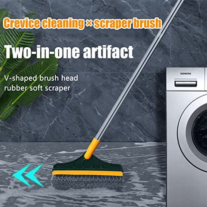 3 in 1 Scrubber with Water Pusher Floor Scrubber Long Handle 120° Rotating Shower Floor Scrubber Household Brush for Patio Tiles Bathroom